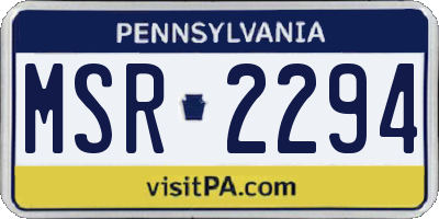 PA license plate MSR2294
