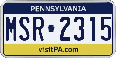 PA license plate MSR2315