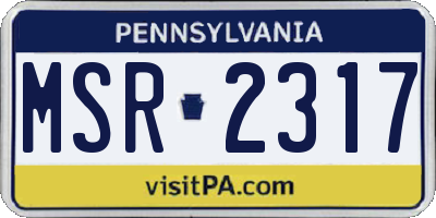 PA license plate MSR2317