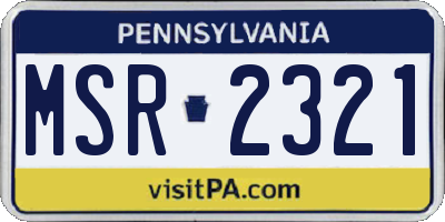 PA license plate MSR2321
