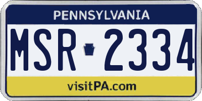 PA license plate MSR2334