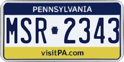 PA license plate MSR2343