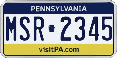 PA license plate MSR2345