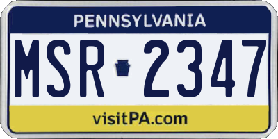 PA license plate MSR2347