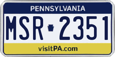 PA license plate MSR2351