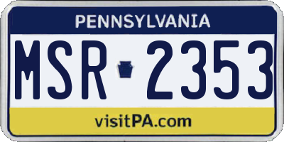PA license plate MSR2353