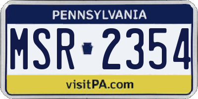 PA license plate MSR2354