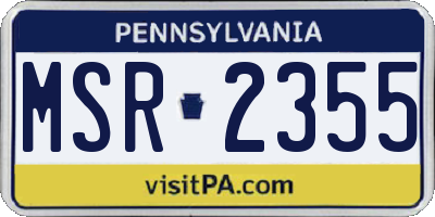 PA license plate MSR2355