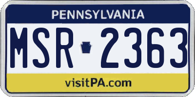 PA license plate MSR2363
