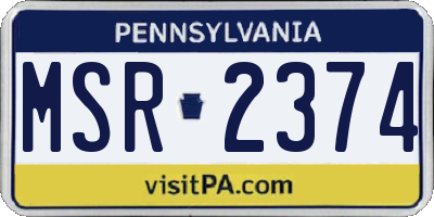 PA license plate MSR2374