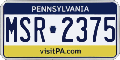 PA license plate MSR2375