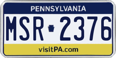PA license plate MSR2376