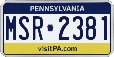 PA license plate MSR2381