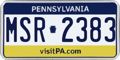 PA license plate MSR2383