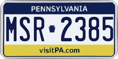 PA license plate MSR2385
