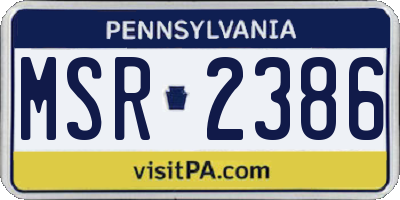 PA license plate MSR2386