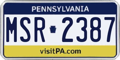 PA license plate MSR2387