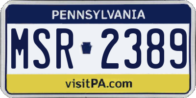 PA license plate MSR2389