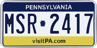 PA license plate MSR2417