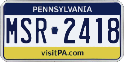 PA license plate MSR2418