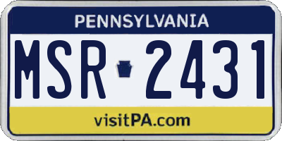 PA license plate MSR2431
