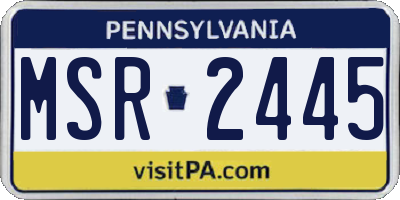 PA license plate MSR2445