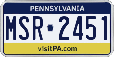 PA license plate MSR2451