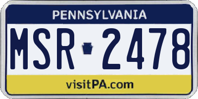 PA license plate MSR2478