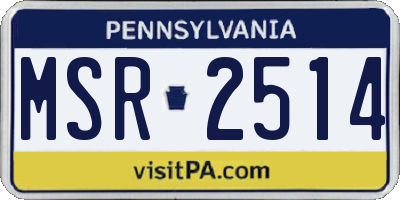 PA license plate MSR2514