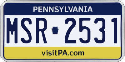 PA license plate MSR2531