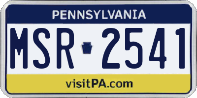 PA license plate MSR2541