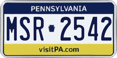 PA license plate MSR2542