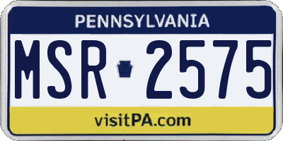 PA license plate MSR2575