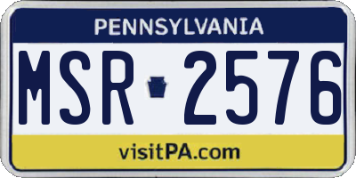 PA license plate MSR2576