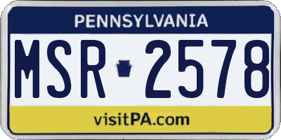 PA license plate MSR2578