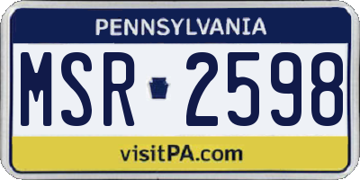 PA license plate MSR2598