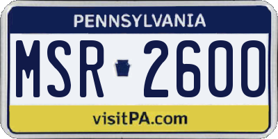 PA license plate MSR2600