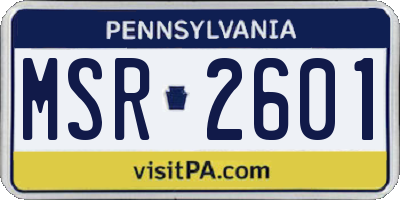 PA license plate MSR2601