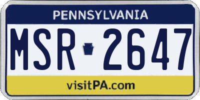 PA license plate MSR2647