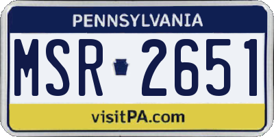PA license plate MSR2651