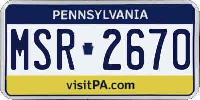 PA license plate MSR2670