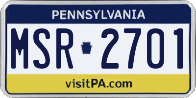 PA license plate MSR2701