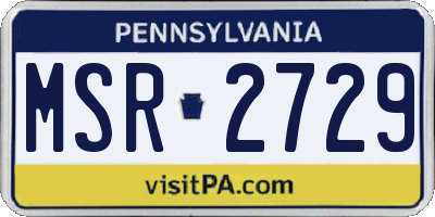 PA license plate MSR2729