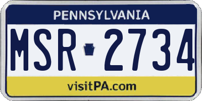 PA license plate MSR2734