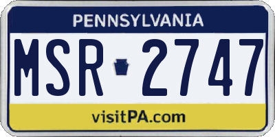 PA license plate MSR2747