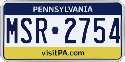 PA license plate MSR2754