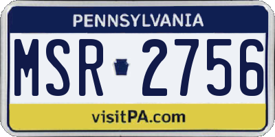 PA license plate MSR2756