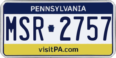 PA license plate MSR2757