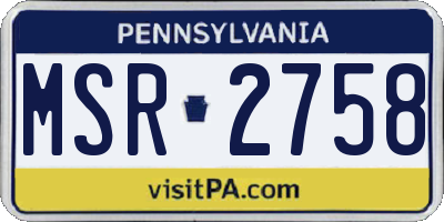 PA license plate MSR2758