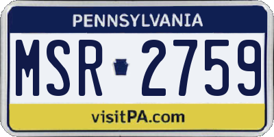 PA license plate MSR2759
